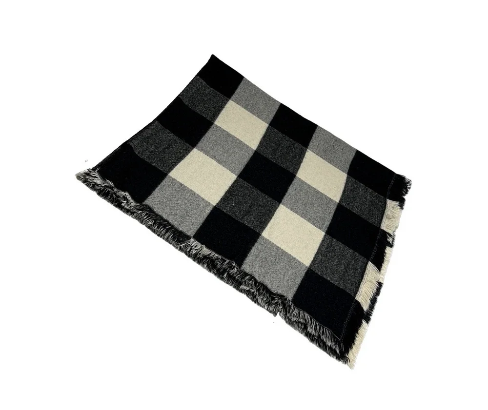 West Loop Black & Cream Throw Blanket Buffalo Check Plaid Pattern Accent Quilt